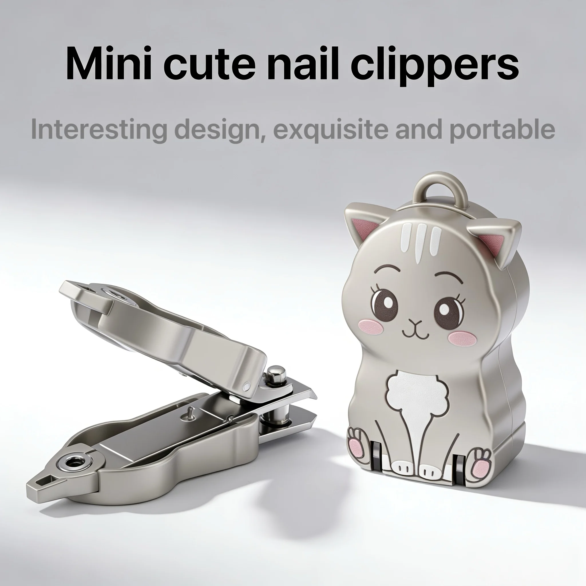 1pc Cute Nail Clippers with Storage Stainless Steel Compact & Portable Nail Trimmer with Blade Angle Durable Manicure Tool