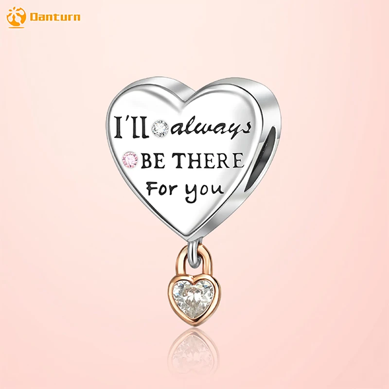 

Danturn 925 Sterling Silver Original Beads Heart-shaped Dangle Charm fit Snake Chain Bracelet Fashion Women Jewelry Making