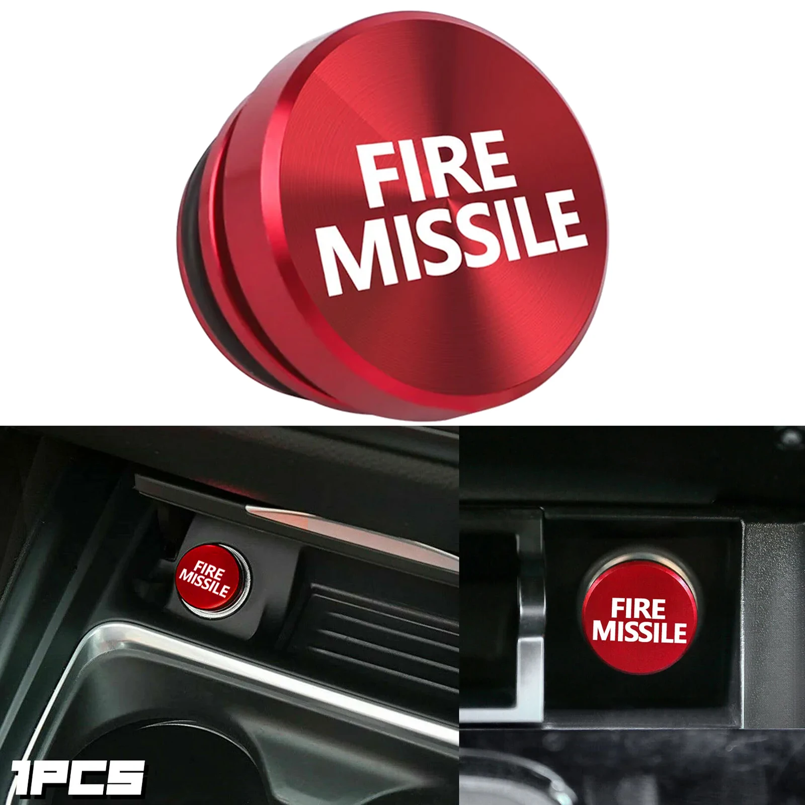 Red Fire Missile Cigarette Lighter Plug Push Button Cover Accessories Vehicle Boat W/Standard 12V Power Source Alloy Universal