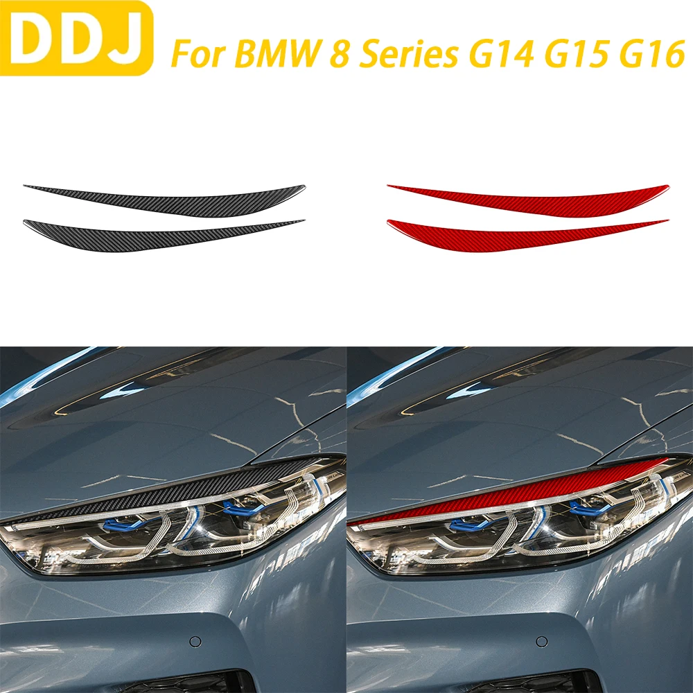 

For BMW 8 Series G14 G15 G16 2019-2022 Car Accessories Carbon Fiber Front Headlight Eyebrow Panel Cover Car Decorative Sticker