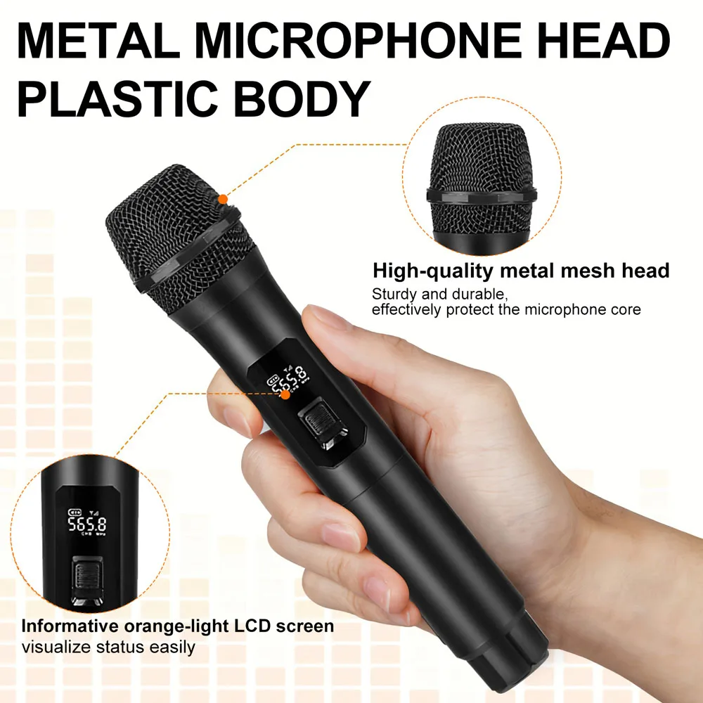 Professional UHF Wireless Microphone 4 Channel Handheld Karaoke Mic Fixed Frequency Dynamic Microphone for Wedding Party Church