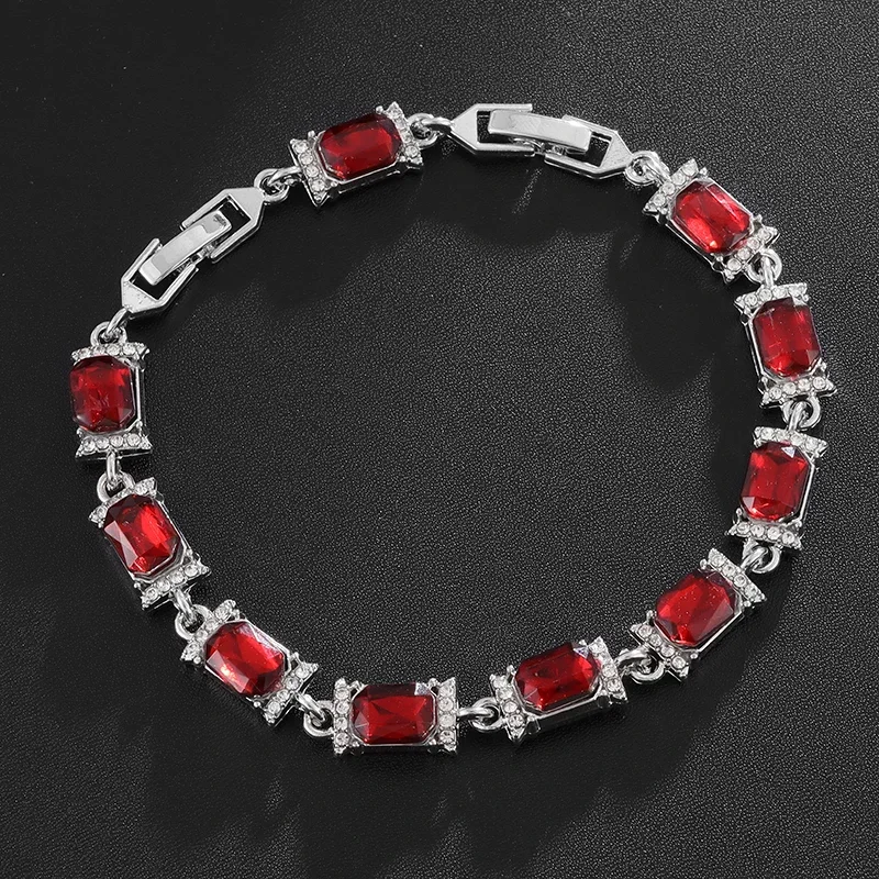 Exquisite Shiny Geometric Square Zirconia Tennis Bracelet for Elegant Ladies Evening Jewelry Girls Gifts