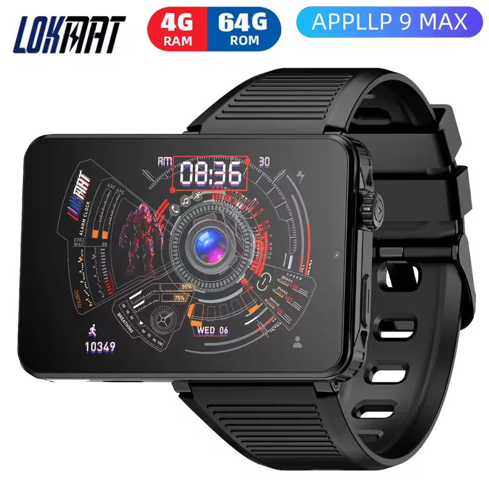 LOKMAT APPLLP 9 MAX Men Android 15 4G Smart Watch MT6769 Octa Core 4GB Ram 64GB Rom 2.88
