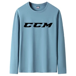 2022 CCM Men's autumn long sleeved T-shirt round collar slim cotton shirt solid color T-shirt Free shipping