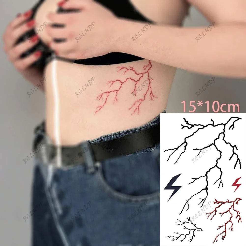 Waterproof Temporary Tattoo Sticker Black Abstract Design Chinese Water and Ink Fake Tatto Flash Tatoo Body Art for Women Men