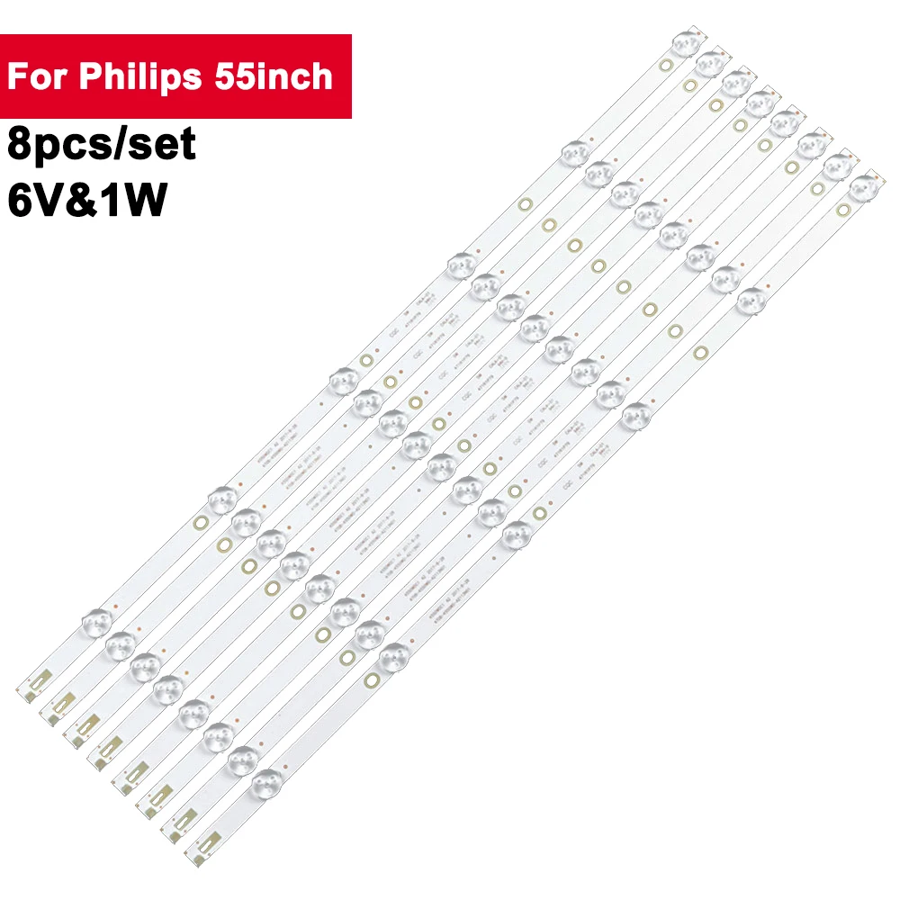 544mm 8Pcs/Set Back Light Strip LED For Philips 55inch 4708-K550WD-A2113N01 K550WDC1 LCD TV Backlight Repair LE55D8800 T55K05