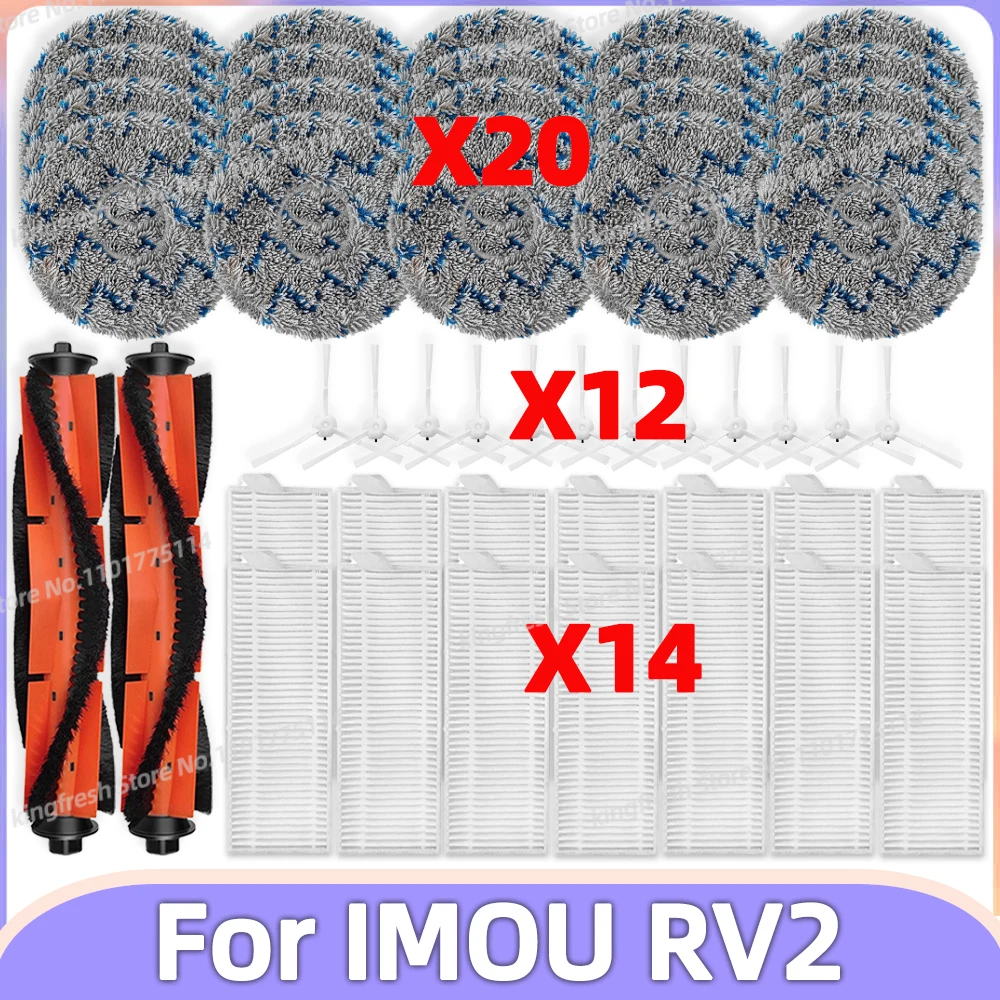 Compatible For ( IMOU RV2 ) Robot Vacuum Parts Main Roller Side Brush HEPA Filter Mop Cloth Accessories