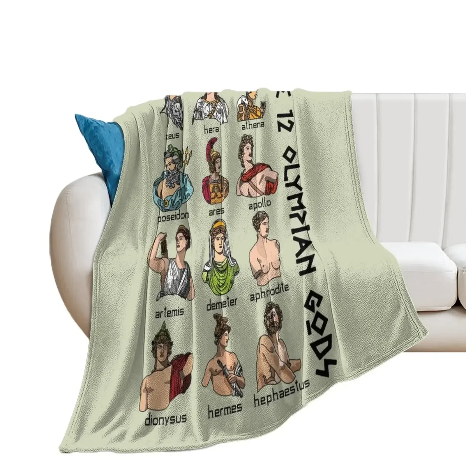 Twelve Olympians (color) : greek mythology Throw Blanket Luxury St Cute Plaid Tourist Flannel Blankets