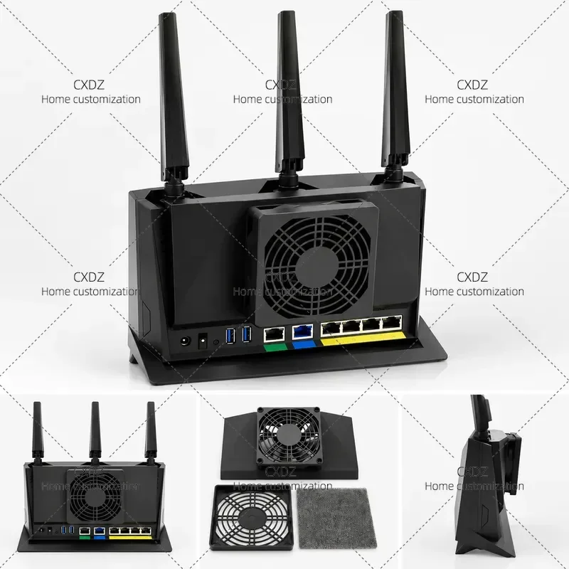Custom Radiator with Silent Fan for BE86U AX86U PRO Router Dustproof Large Air Volume Cooling Solution