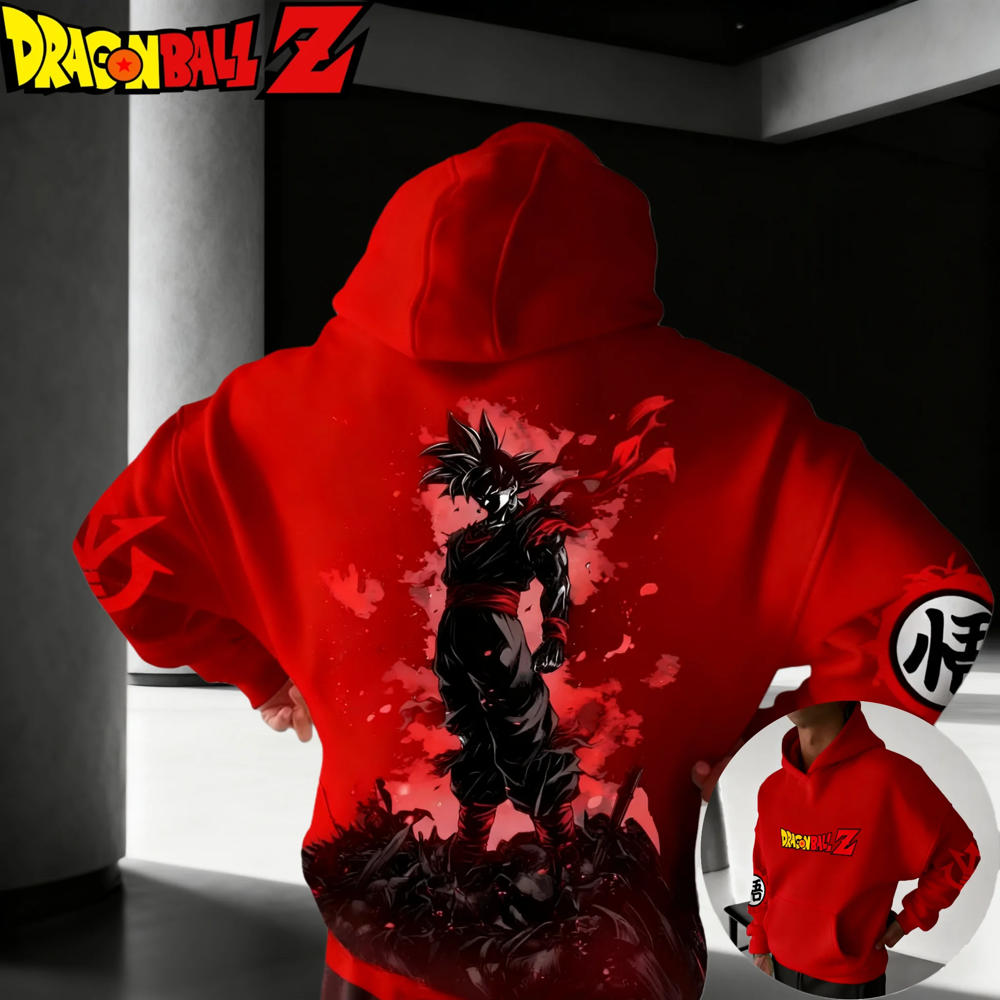 

Dragon Ball Goku Saiyan Harajuku Street Dress 2025 Autumn Winter Men's Women's Retro Super Large Cotton Hoodie Long Sleeve