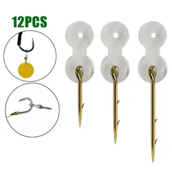12Pcs 7/10/15mm Bait Spike Carp Fishing Hook Sting Boilies Maggot-Corn Pin Hair Rigs With Rubber Carp Fishing Accessories Tackle