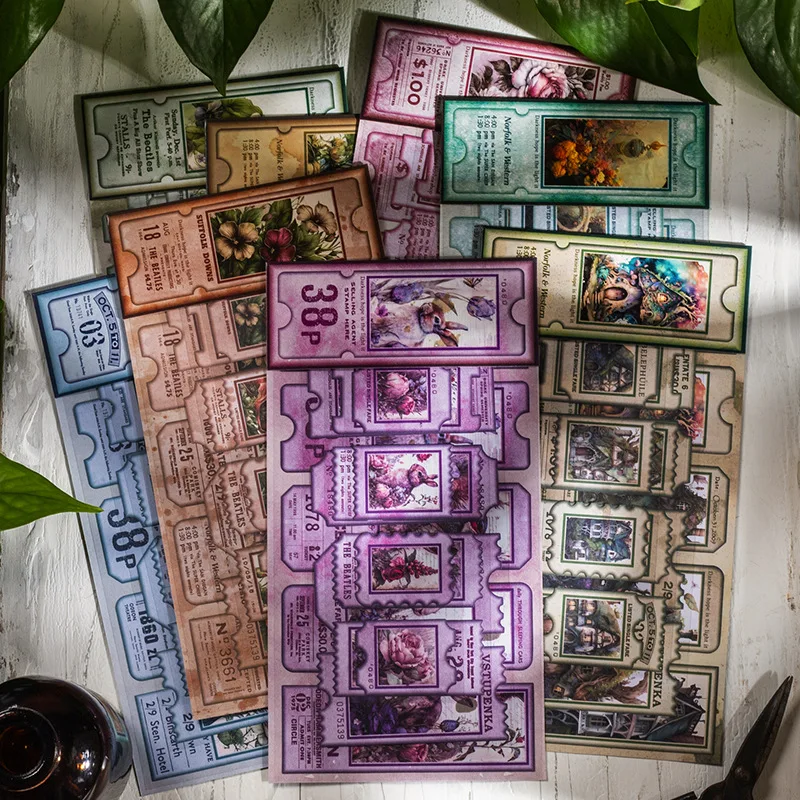 

4 Sheets Garden Debris Series Decorative Sticker Retro Animal Flowers Collage Scrapbooking Label Diy Diary Album Journal Planner