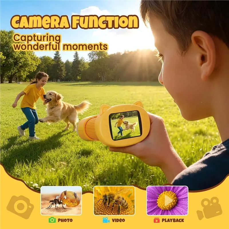 ABGH-Handheld Digital Mini Microscope For Kids Microscopes Electronic Learning Educational Science 8-12 Birthday Gift