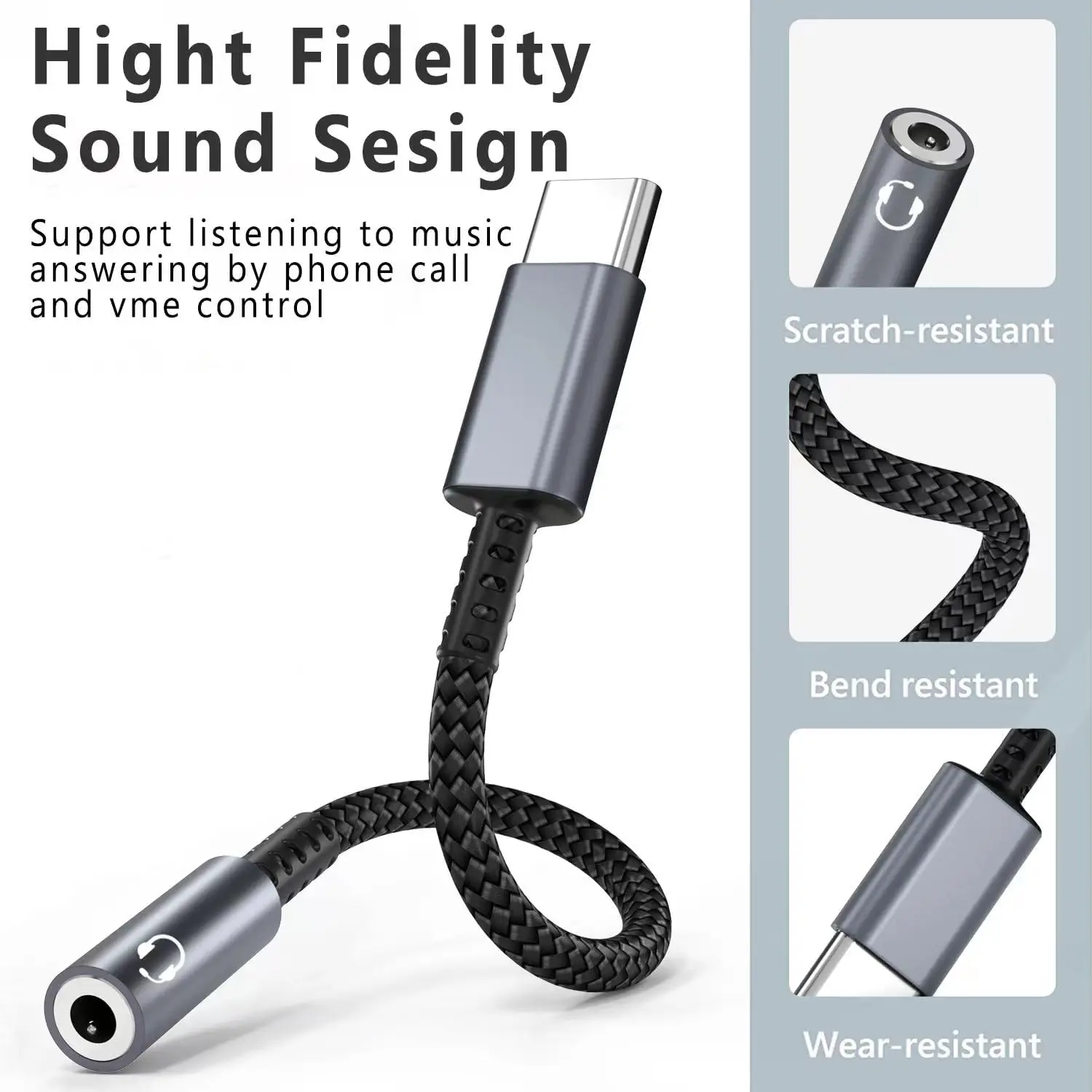 USB C إلى 3 5 جاك سماعة كابل محول آيفون 15 سلسلة سامسونج نوع C إلى 3.5 مللي متر سماعات AUX محول الصوت الملحقات #3