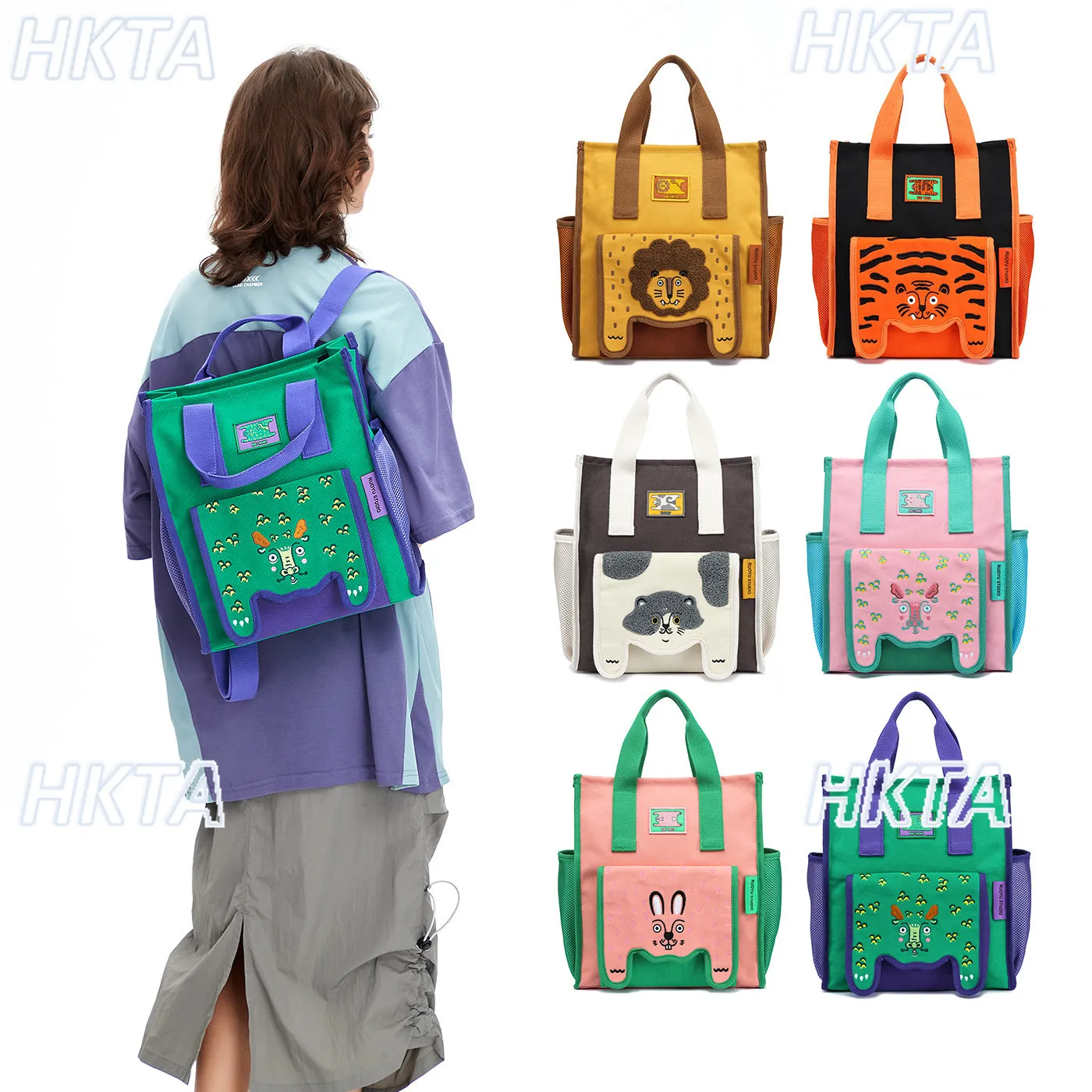 

Y2K Large Capacity Commuter Travel Canvas Bag Sweet Cool Daily Girls New Cute Cartoon Embroidery Bags Versatile Backpacks Women