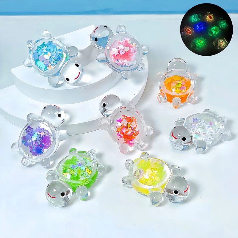 1PC Glowing Turtle Garden Fish Tank Miniatures Ornaments Mini Luminous Glitter Turtle Home Decoration Landscaping Crafts