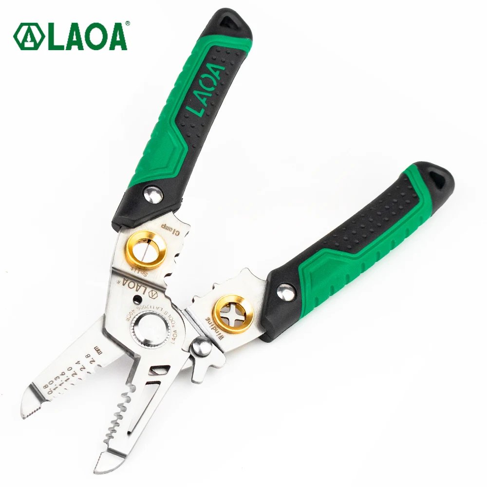 LAOA Stainless Wire Stripping Pliers Multifunctio Electrician Cable Cutting Terminal Crimping Splitting Winding Line Hand Tools