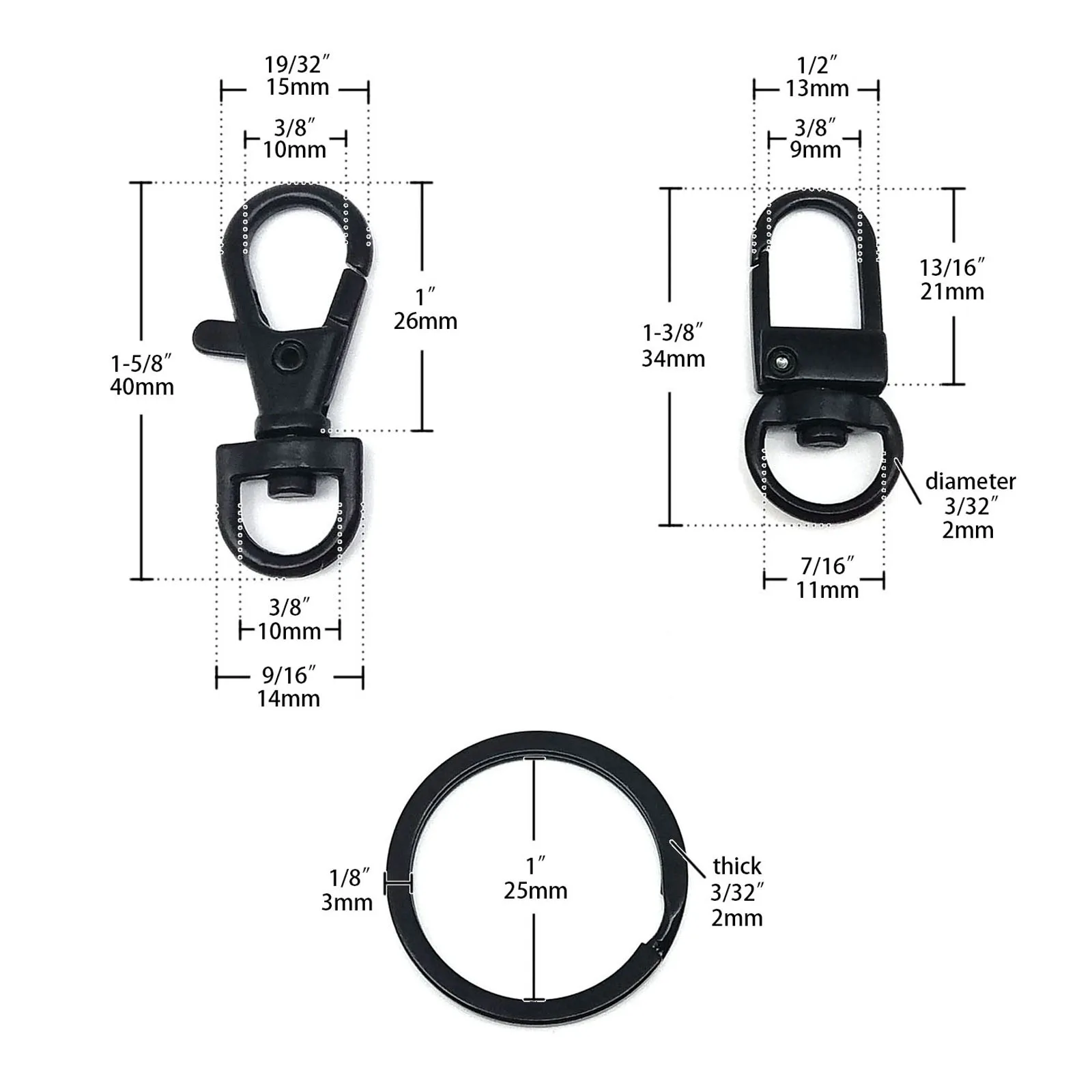 5 stücke Swivel Hummer Auto Schlüssel Ring Schlüsselanhänger Verschluss Clip Trigger Schnalle Snap Anhänger Haken Split Ring 2 typ 8 farbe – Detail 1