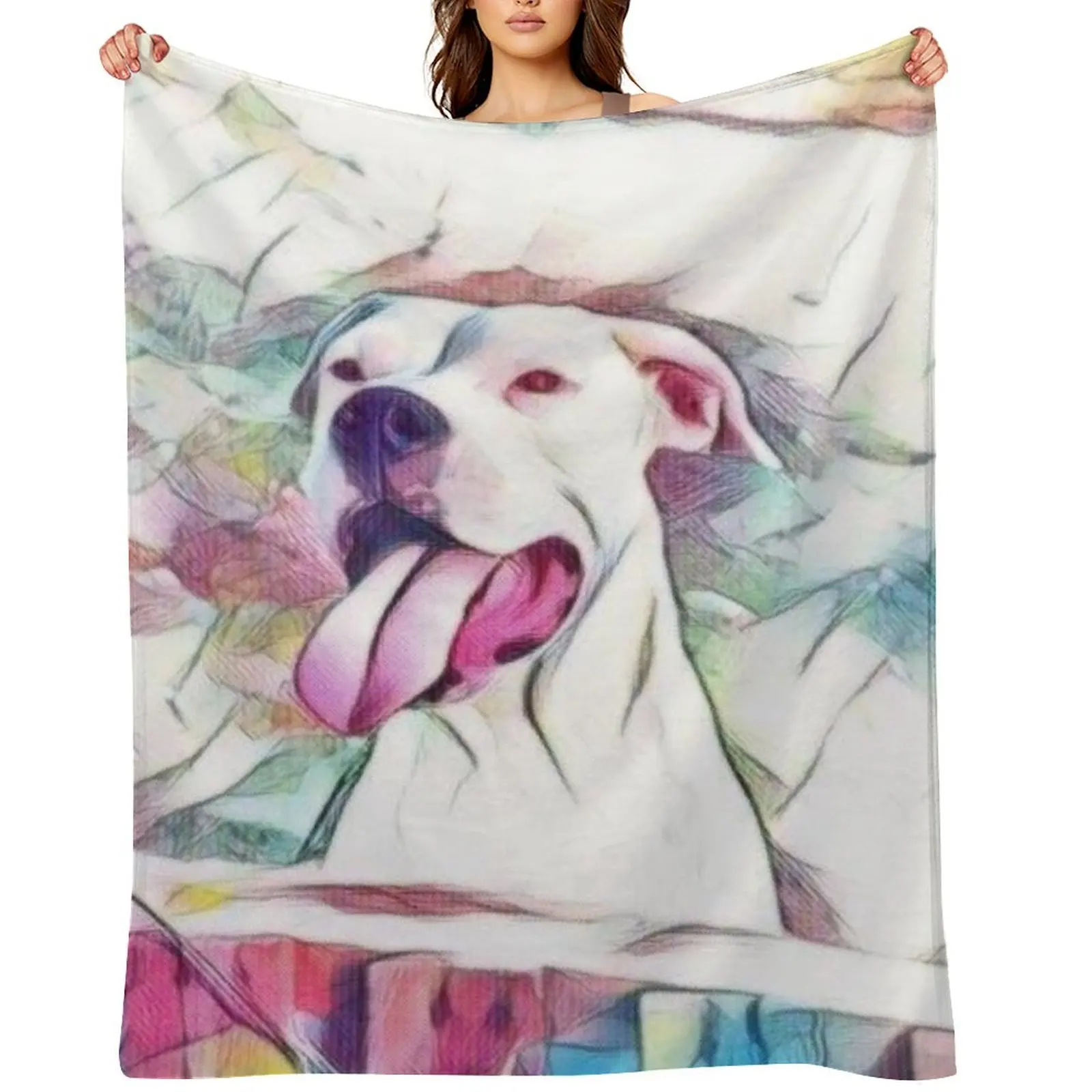 

Stunning Dogo Argentino dog Throw Blanket Beach Summer Beddings Shaggy Travel Blankets