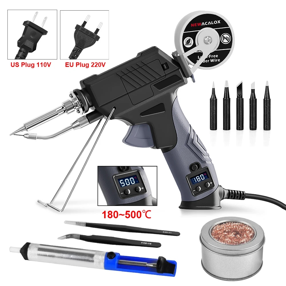 LED Digital  Soldering Gun Kit Soldering Iron Kit with Adjustable Temp 180-500°C Internal Heat Soldering Gun for Welding Repair