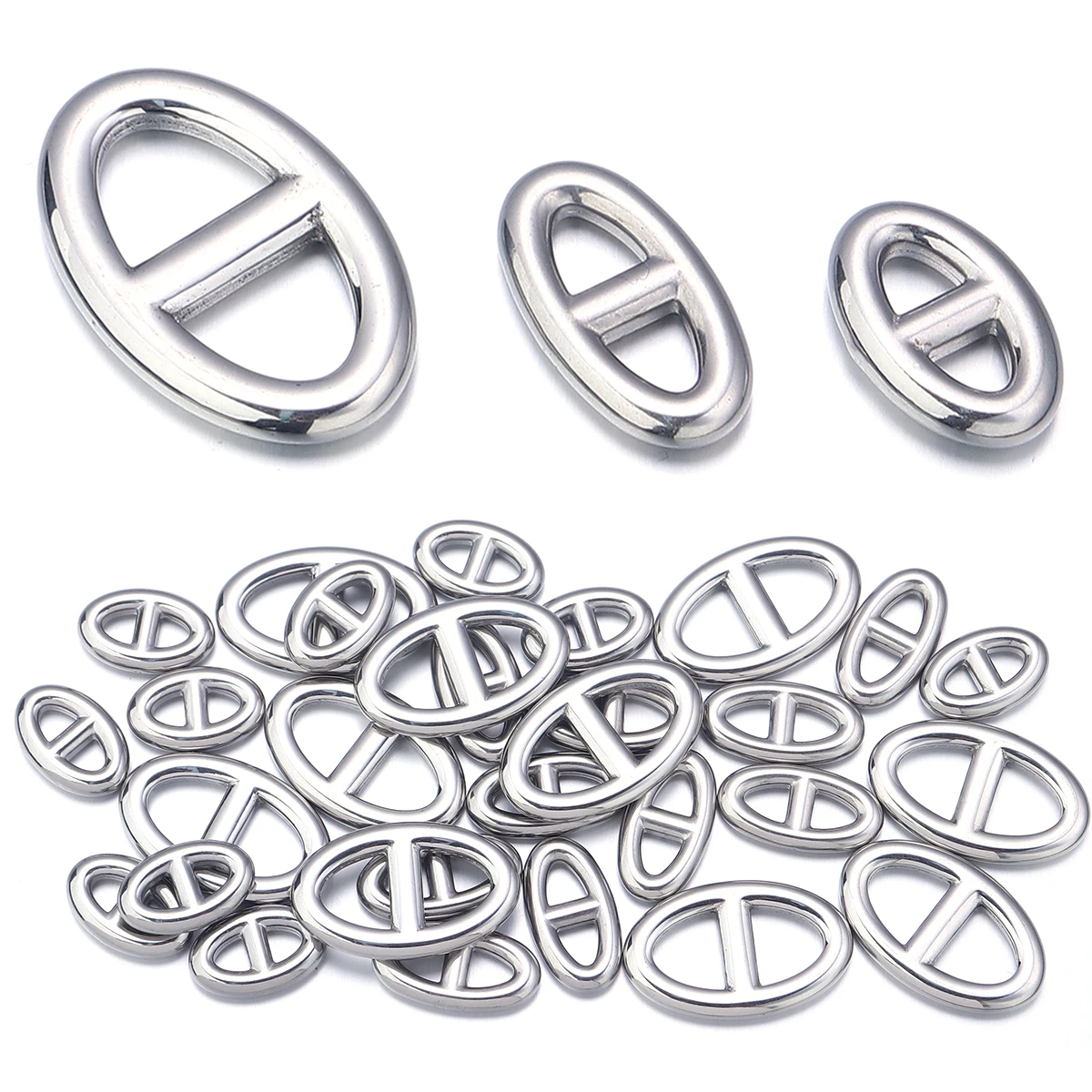 10 Stück Edelstahl-Schweinenasen-Anhänger, ovale Metall-Anhänger mit zwei Löchern, Verbinder für die Schmuckherstellung, DIY-Armband, Halskette