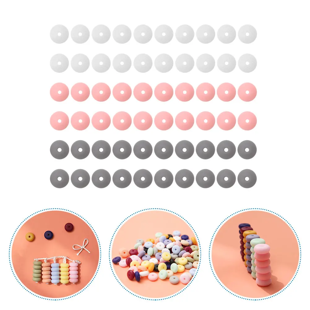 

105pcs Baby Teether Beads Silicone Pacifier Chain Colored Clip Accessories Gel Teething Bracelet Bright Chewable Beads