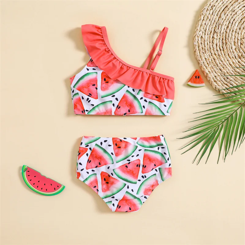 Girls Swimsuit Sets Summer Kids Watermelon Print Beach Two-Piece Bikini Outfits 2026 Children Pool Separate Swimwear Suits view 2