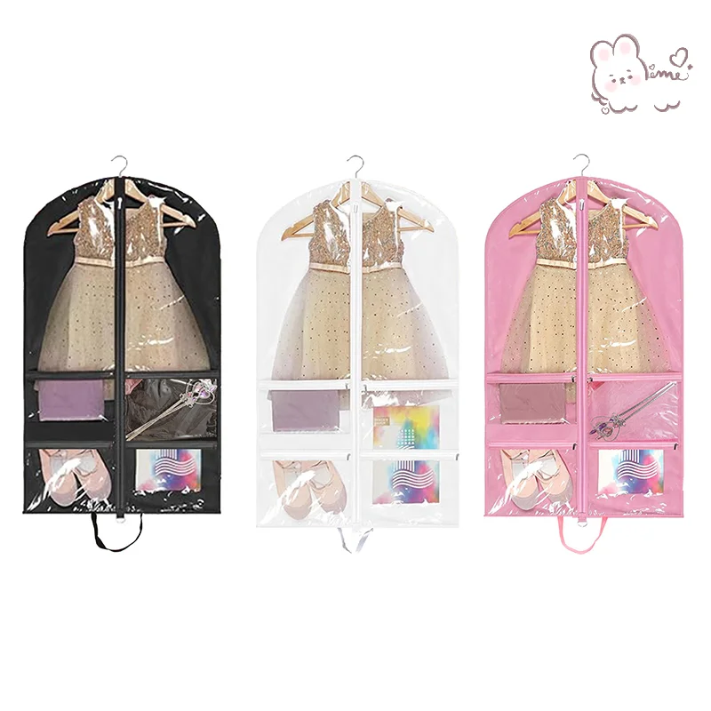 Sacos de vestuário claros para trajes de dança 40 Polegada sacos de vestuário de dança para dançarinos pendurado roupas para armazenamento no armário