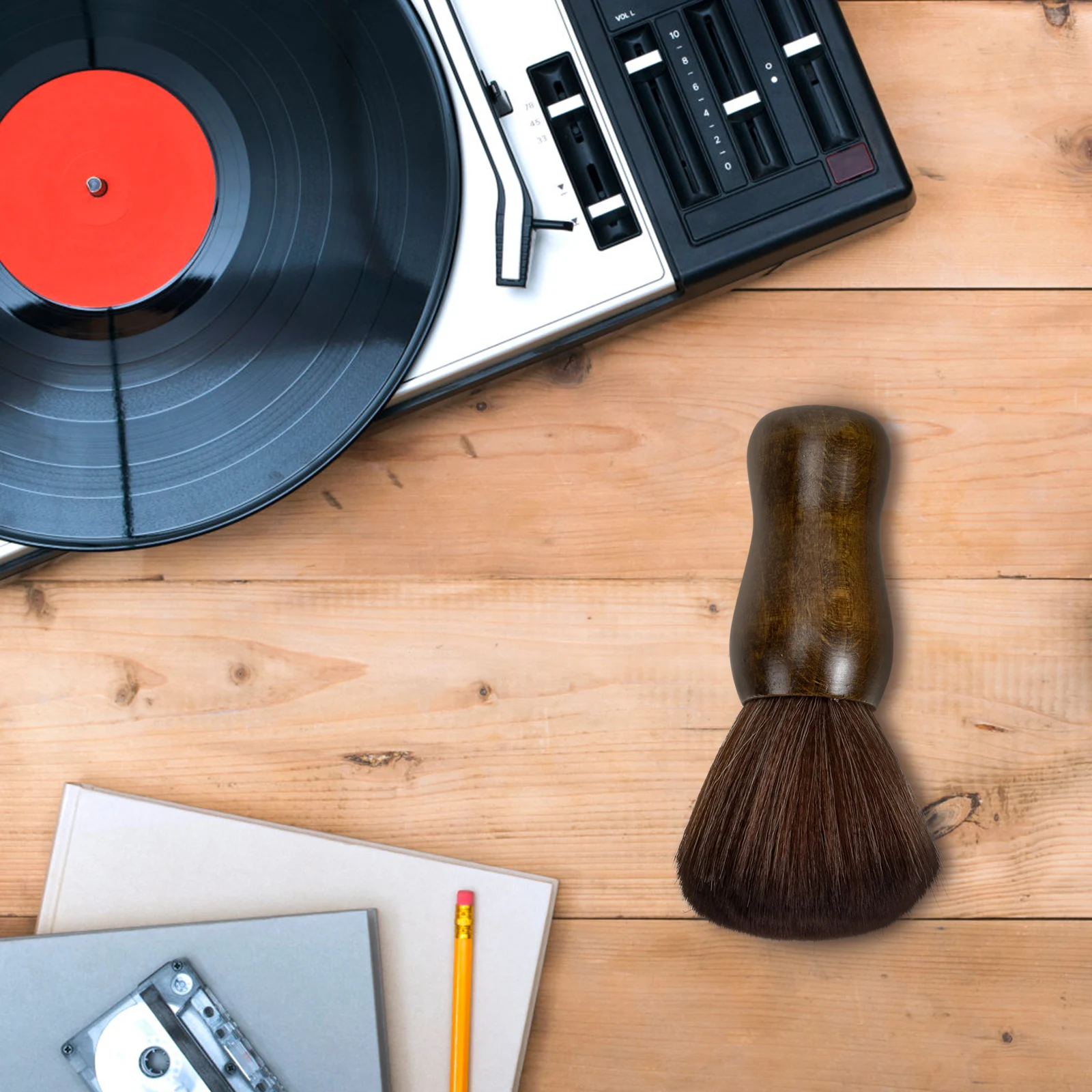 

Cleaning Brush for Vinyl Record Player Dust Hairbrush Wood Handle Non Scratch Turntable Accessories Long Playing Cleaner