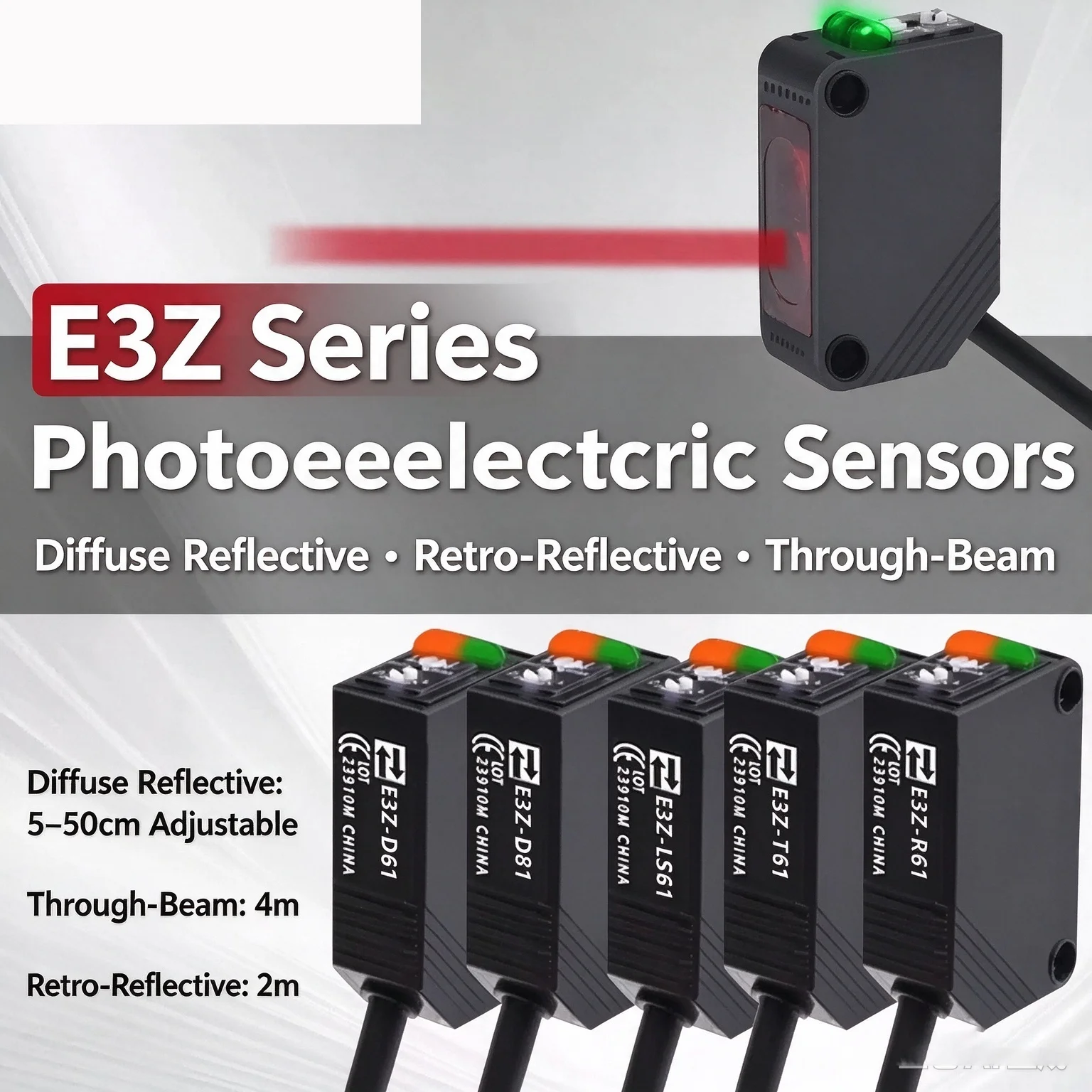 Photoelectric Switch Infrared Sensor E3Z-D61/D81/R61/R81/LS61/LS81/T61 with Bracket NPN PNP Diffuse Reflection DC12-24V