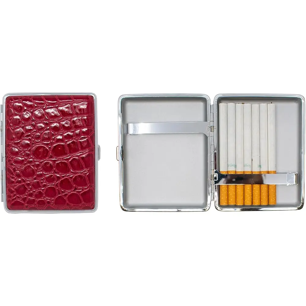 

Free ShippingFree ShippingSet of 2 Metal-Plated 100s Leather Cigarette Case & Stash Box (Crocodile Burgundy)