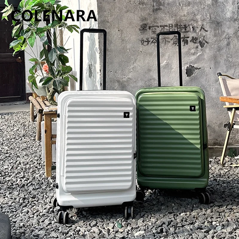 

COLENARA чемодан для ноутбука с передним отверстием для багажа, многофункциональный чемодан на колесиках с зарядкой через USB, утолщенный чемодан 20 дюймов, 24 дюйма, 28 дюймов