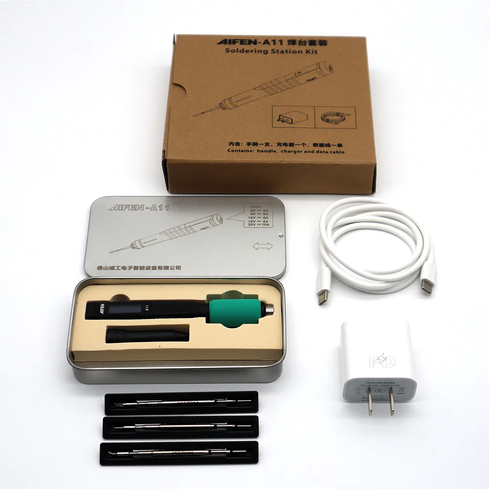 AIFEN a11 Draagbare Soldeerbout Station Elektrische Soldeer Pen 2S Snelle Verwarming USB Oplaadbaar voor Elektronica Reparatie C210handle