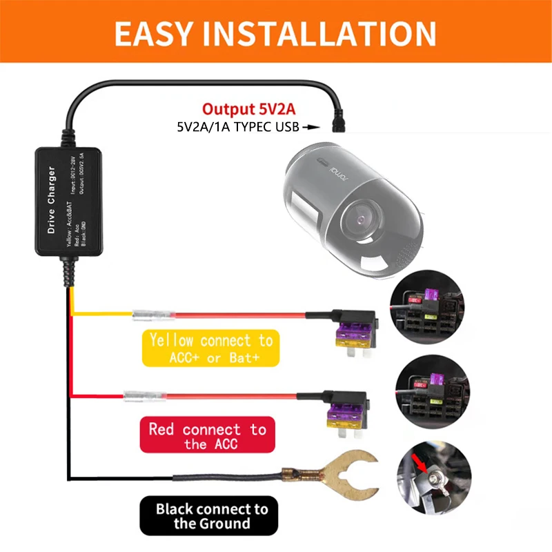 for 70mai Hardwire Kit UP04 X200 Parking Surveillance Cable for 70MAI Hardwire Kit  X200 Omni 360°24H Parking Monitor Power Line