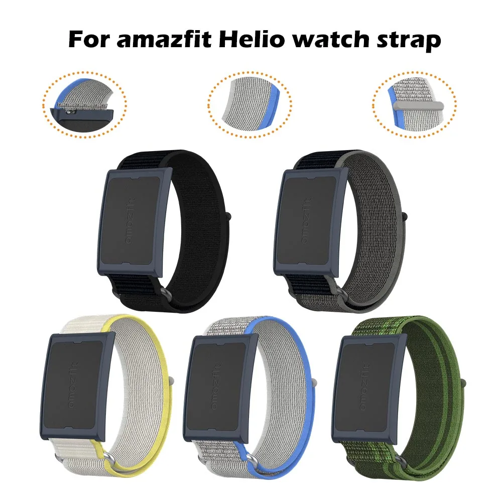 

For Amazfit Helio Watch Strap Nylon Braided Loop 22mm Universal Quick Release Metal Ring Trail Sports Strap for Amazfit Helio