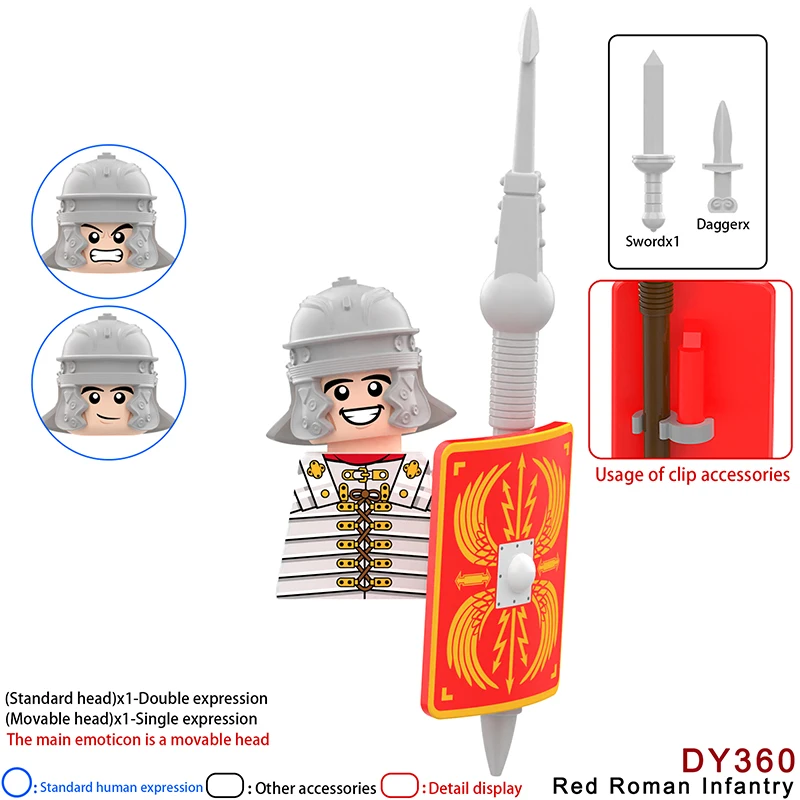 DY351 DY362 Medieval Time Knight Warrior Roman Soldier Infantry Helmet Figures MOC Building Blocks Accessories Toys For Children