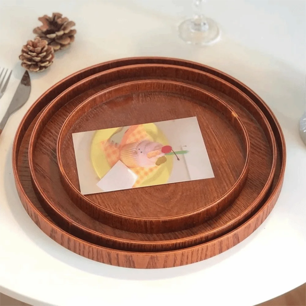 

Sundries Organizer Round Wood Serving Tray Simple Natural Storage Tray Handmade Decorative Tray Kitchen Counter
