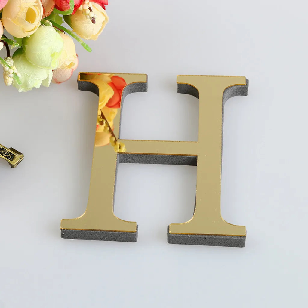 Black/gold/silver 15cm 3d Mirror Letters Wall Stickers For Logo Name Alphabet Wedding Letters English Luminous Wall Home Decor