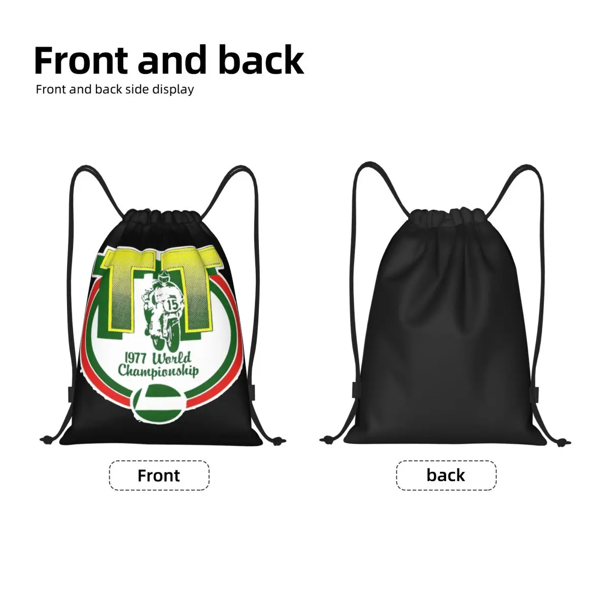 Motorcycle TT Endurance Race Drawstring Backpack Women Men Sport Gym Sackpack Foldable Isle Of Man Flag Training Bag Sack