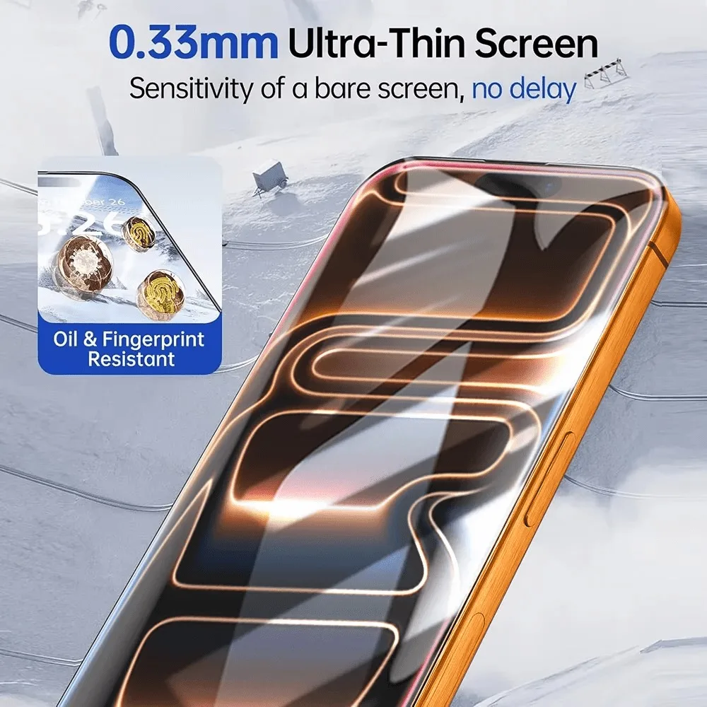 2 unidades HD protetor de tela cheia para iPhone 17 16 15 14 Pro Max Air 16 15 Plus 13 12 11 Pro 13 12 Mini vidro de instalação de um clique