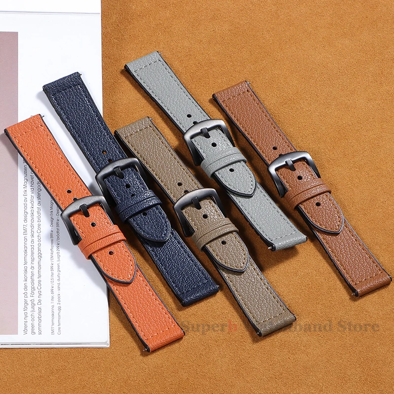 Silicone Leather Strap Pin Buckle Quick Release Bracelet 20mm 22mm for Huawei GT2/3 Soft Wristband for Samsung Galaxy 6/5/4