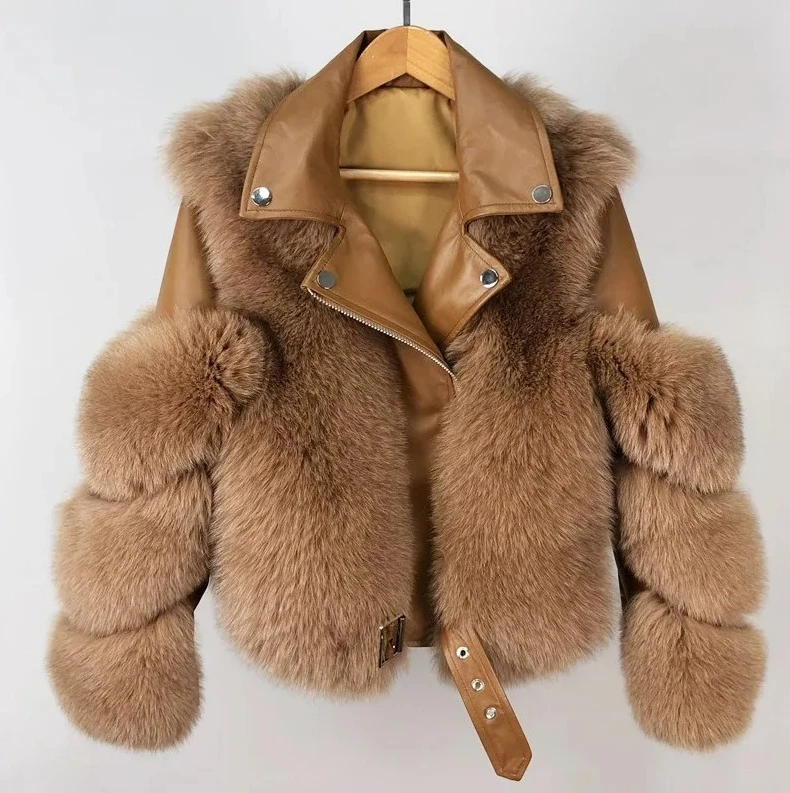 เสื้อโค้ทขนสั้นเทียมสไตล์ขนสุนัขจิ้งจอกสำหรับผู้หญิง - รุ่นใหม่ปี 2025 สไตล์ไบค์เกอร์และอินฟลูเอนเซอร์ ทรงเข้ารูป