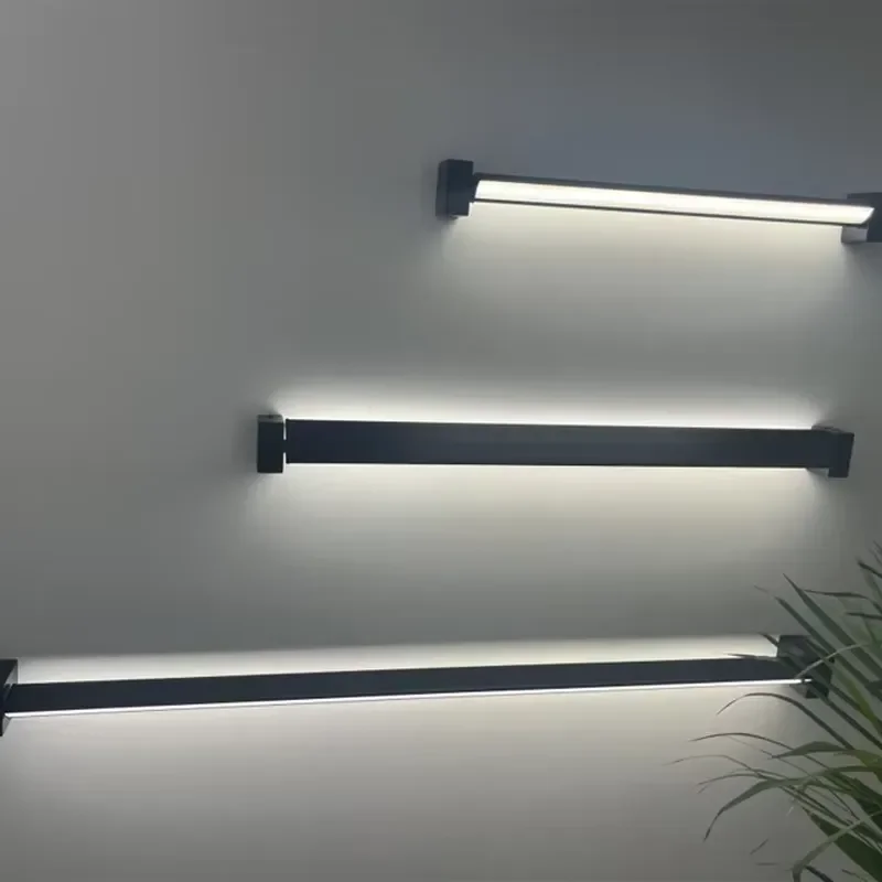 Modern Linear LED Wall Lamp Contemporary Black Aluminum Strip Light for Home Office Decorative Lighting Fixture Dimmable