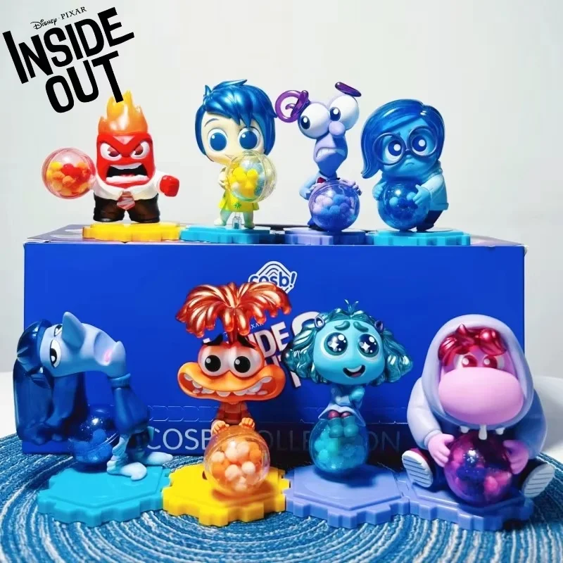 Juguetes calientes auténticos Inside Out, 2 cajas ciegas, preocupaciones, alegría, ira, modelos de dibujos animados, figuritas bonitas, adornos, regalos de mercancía de película