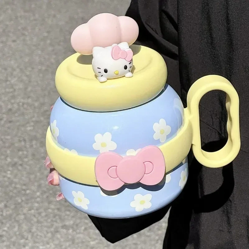 

Sweet Hello Kitty Anime Fashion Cute Water Cup Cute Cartoon Kawaii Ins Thermos Cup Large Capacity Straw Portable Pot Gifts