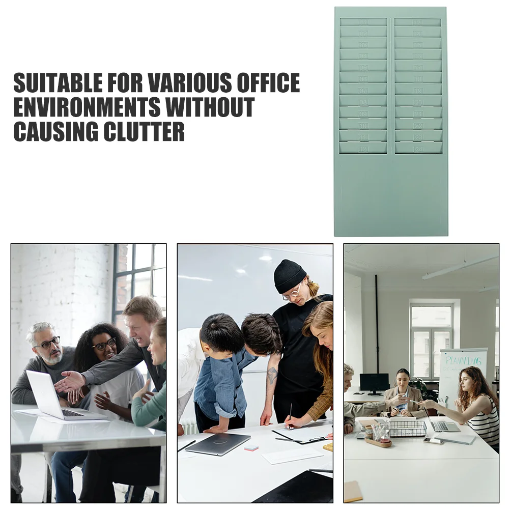 2Pcs Attendance Card Holder Wall Mounted Plastic 24 Slot Time Card Rack Office Badge Organizer Badge Organizer