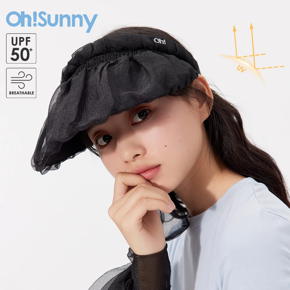 

OhSunny Womens Sun Visor Hat Wide Brim Caps UV Protection UPF50+ Summer Fashion Mesh Beach Hats for Outdoor Travelling