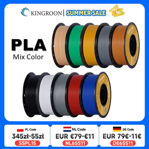 KINGROON PLA Filament 1.75mm 5/10KG pla Plastic For 3D Printer, Standard 1kg/roll 3D Printing Filaments Mix Color Local Shipping