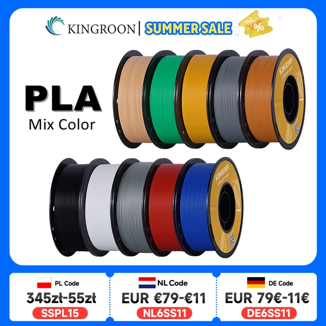 KINGROON PLA Filament 1,75 mm 5/10 KG pla Plastik do drukarki 3D, standardowy 1 kg/rolka Filamenty do druku 3D Mix kolorów Wysyłka lokalna