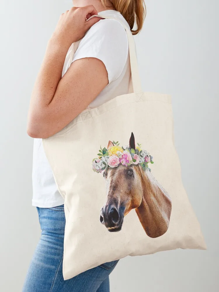 Floral Horse Horseback Riding Equestrian Farm Funny Animal Lover Tote Bag Canvas bag large tote bag Canvas Tote